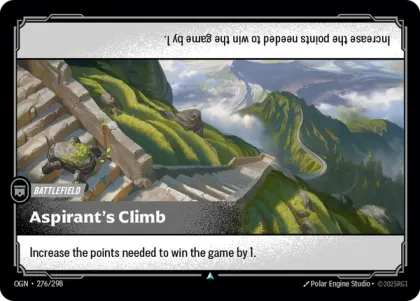 Riftbound Battlefield: Aspirant's Climb. Increase the points needed to win the game by 1.